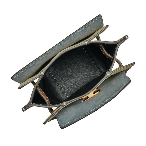 Tory Burch Lee Radziwill Tan and Gold Shoulder/ crossbody bucket Bag - Picture 16 of 16